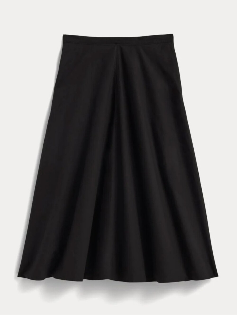 NWT Everlane Black Lightweight Cotton Midi Skirt Size 6 A-Line